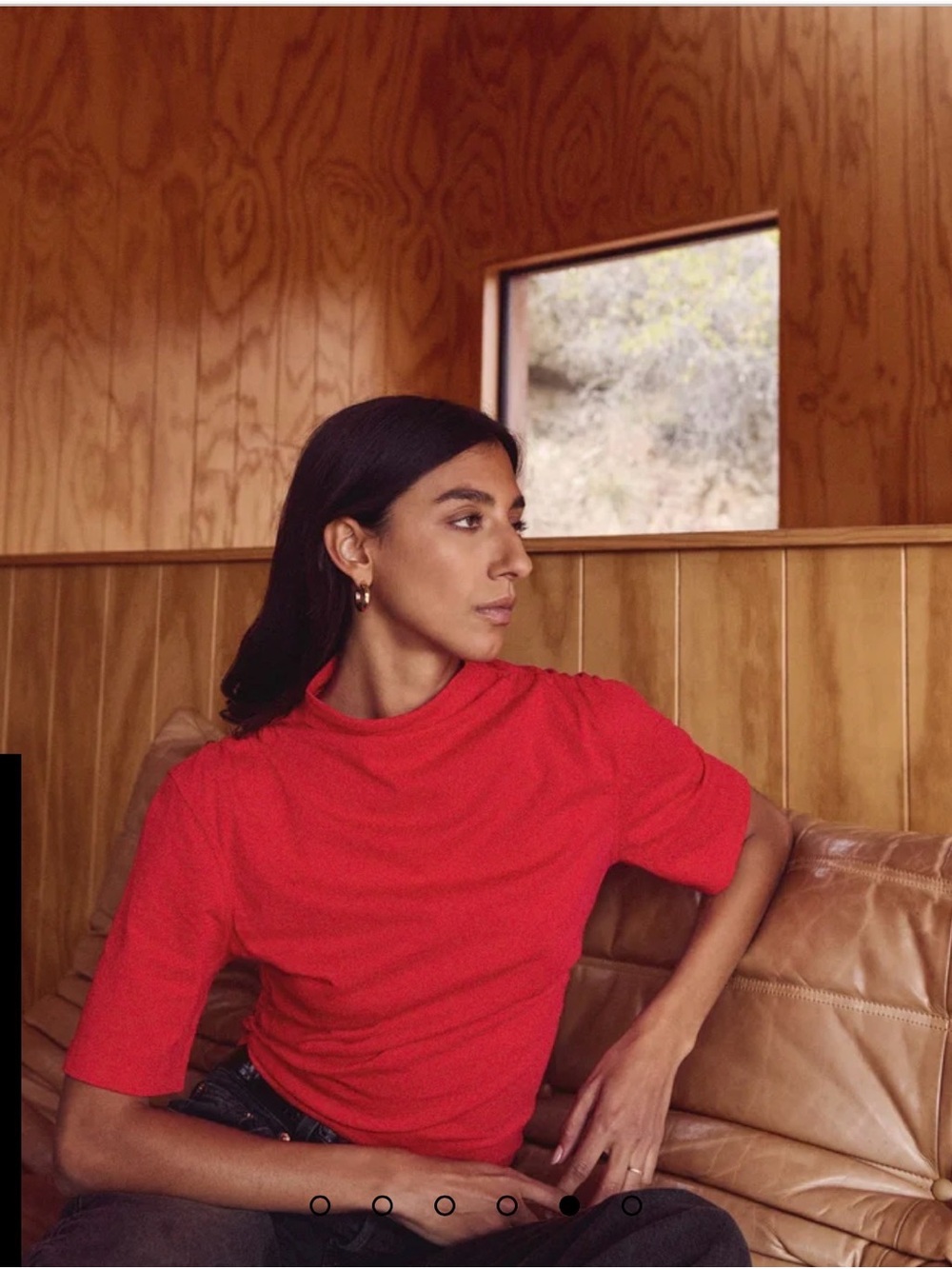 Nation Los Angeles Reed Mock Neck Top in Red Shoes
